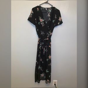 Long black floral dress